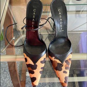 Casadei animal print ankle tie up heel